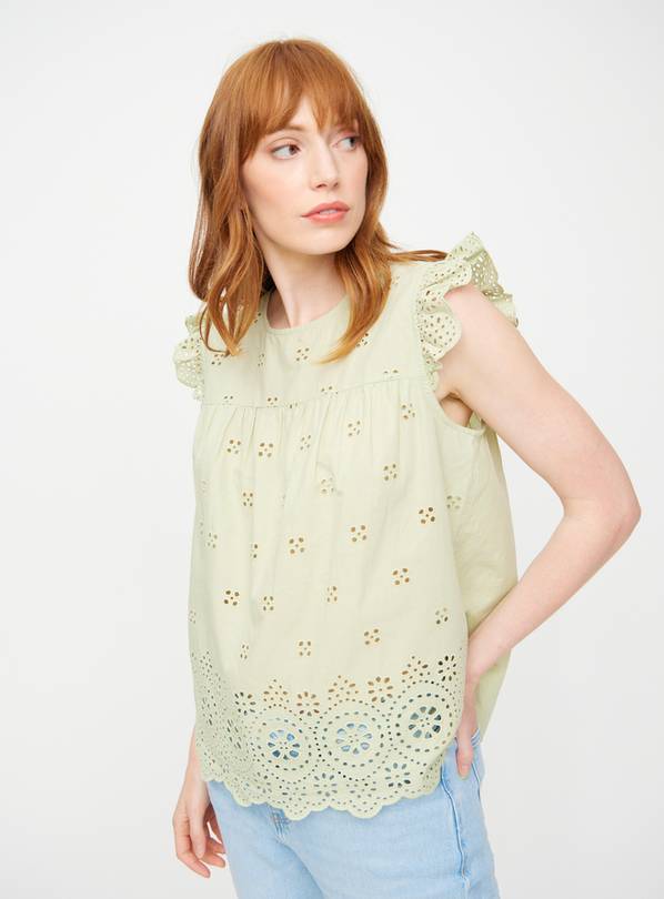 Pistachio Broderie Shell Top 24